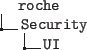 \begin{figure}\dirtree{%
.0 roche.
.1 Security.
.2 UI.
}\end{figure}
